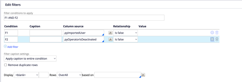 'AND' condition on both filters