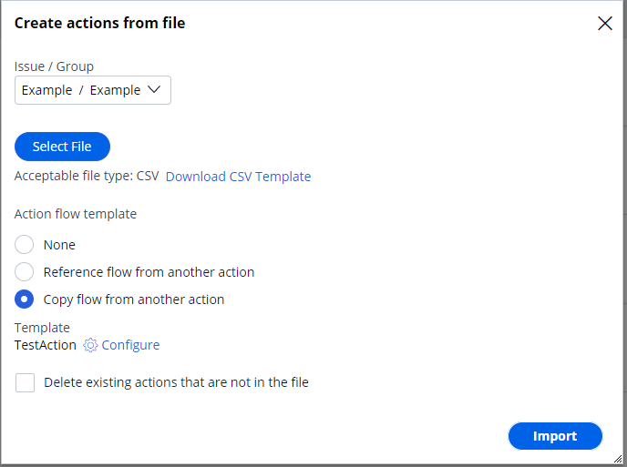 Import Actions - Copy flow from another action