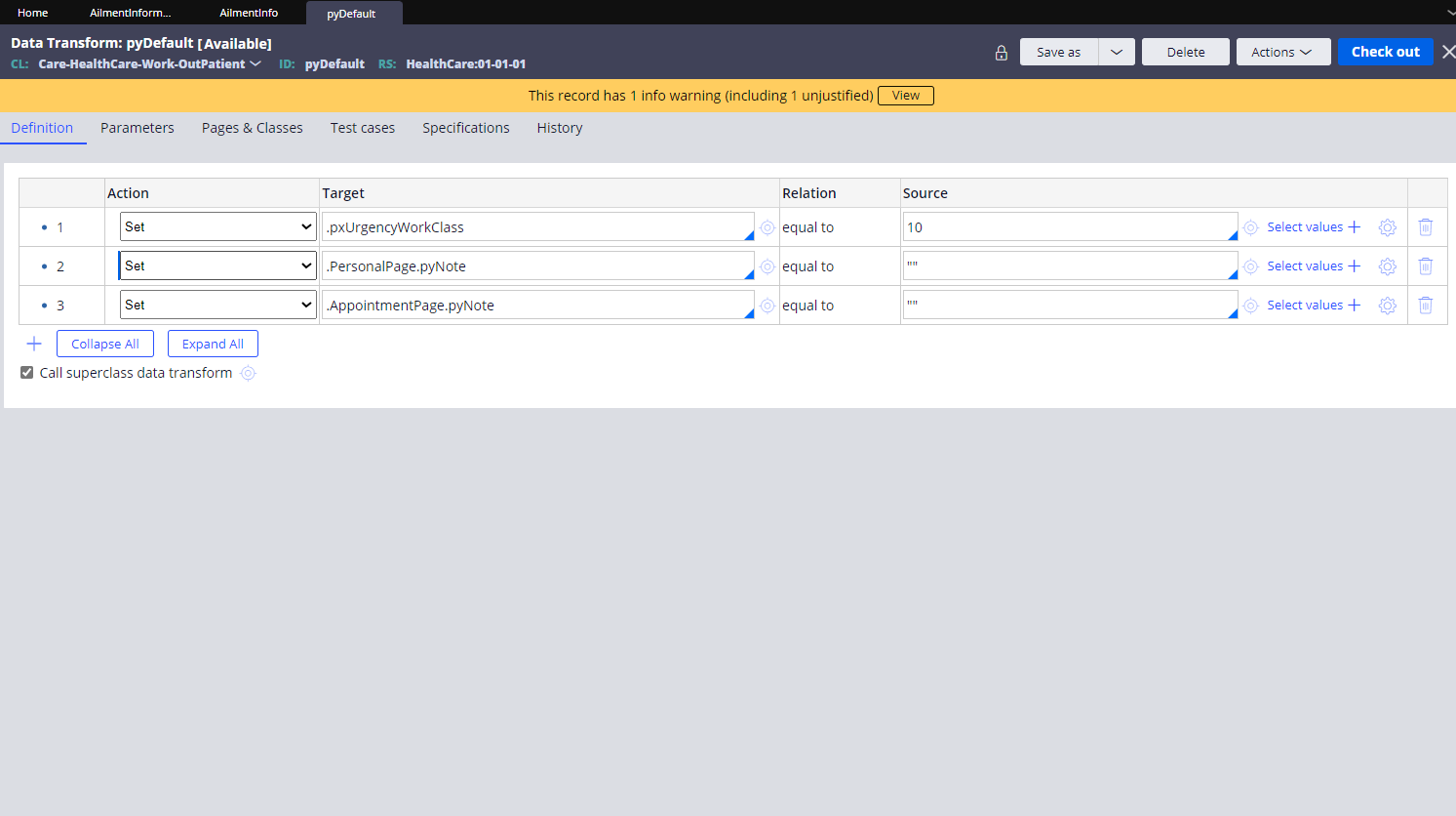 Initialize the Appointment page by set the value to pyNote