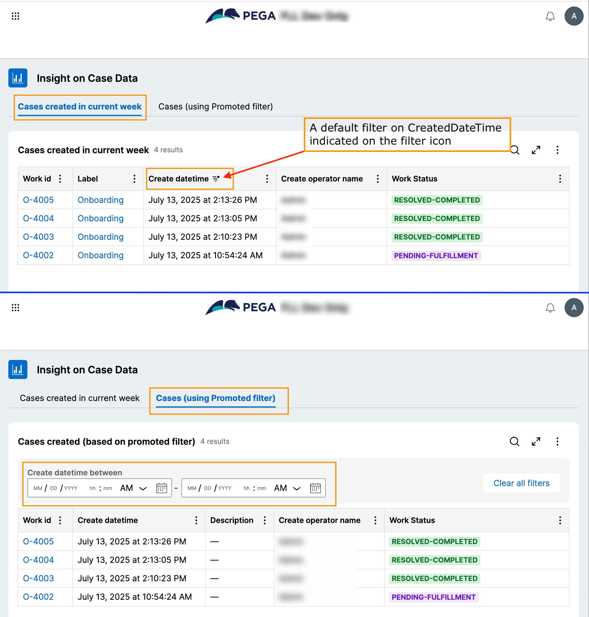 Insights having default and promoted filters