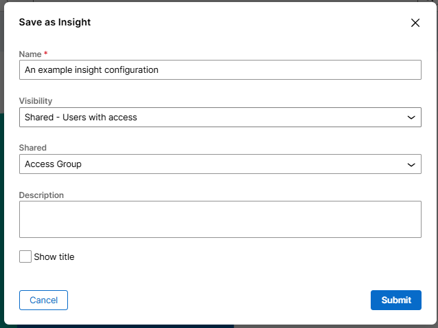 Sharing and insight configuration