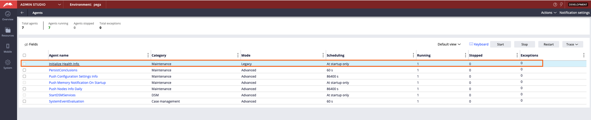 kubernetes agent page with no accordion for nodes