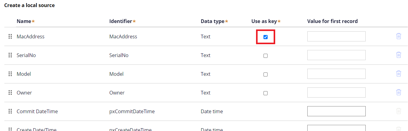 Key in Data Type