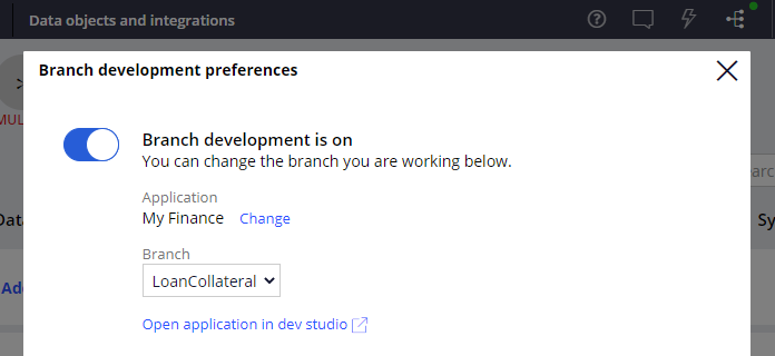 Branch development preferences: configurable from App Studio