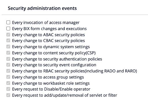 List of Security Administration Event Types