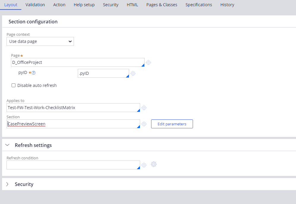 Local Action configuration