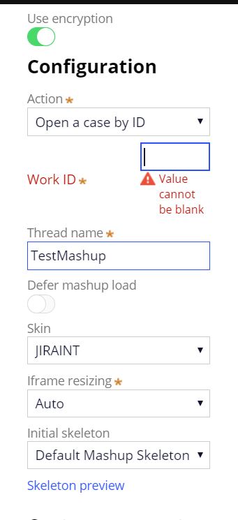 Work ID parameter in Mashup Configuration