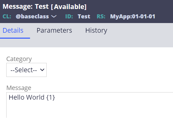 Message rule with parameter