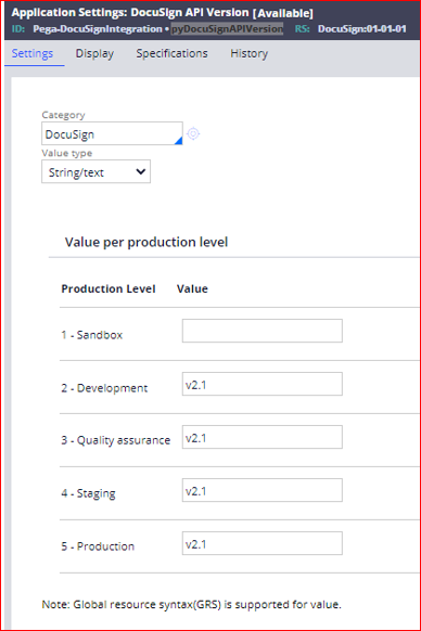 Missing Application setting