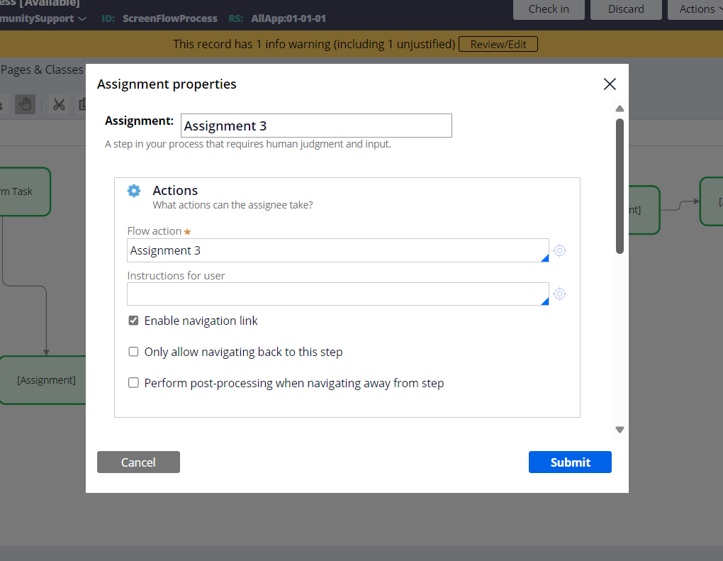 No routing option on assignment shape in screen flow