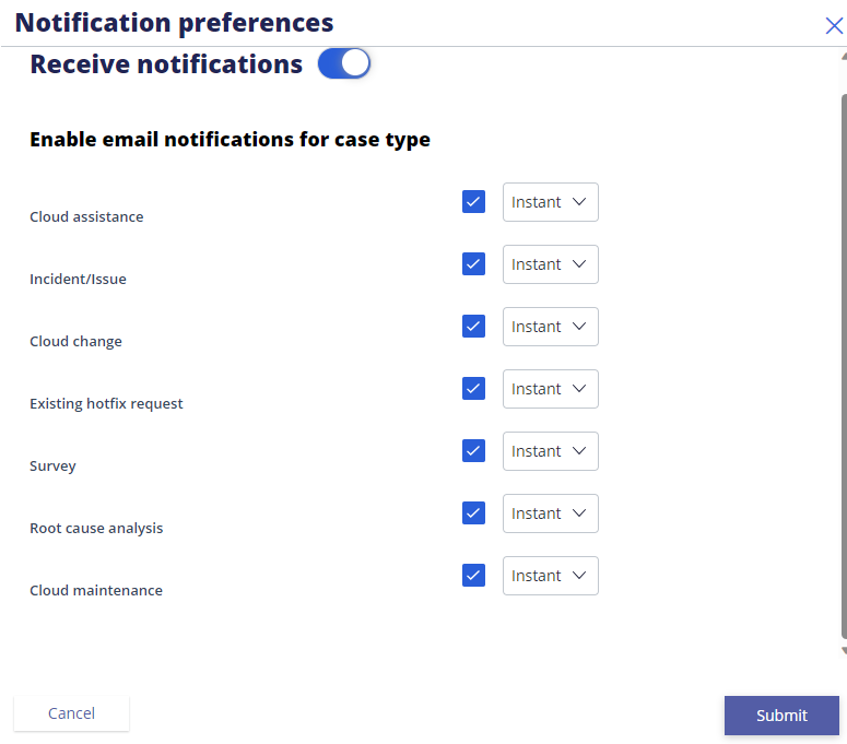 Notification preferences