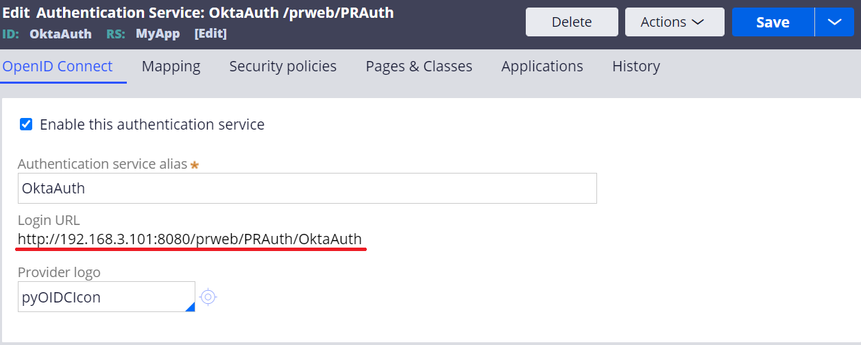 OktaAuth log in URL