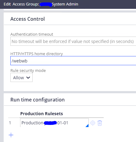 Access group - Advance tab - run time configuration