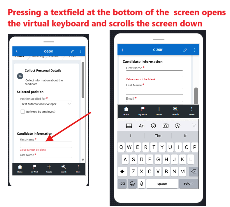 Pega Academy scrolls down when opening the virtual keyboard.