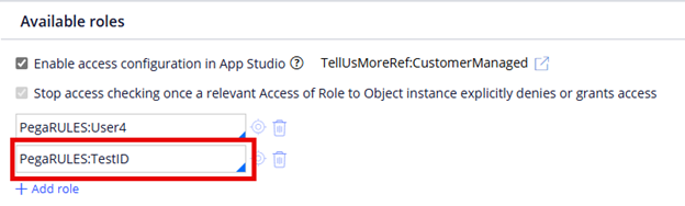 Adding TestID role to access group