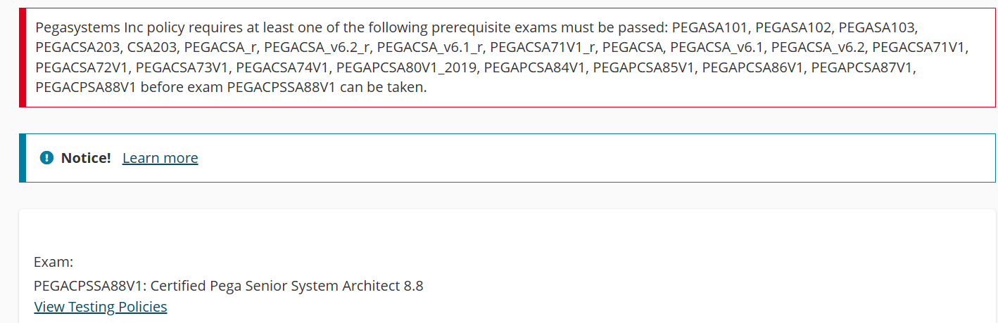 Getting this error when trying to take Pega CSSA 8.8 version