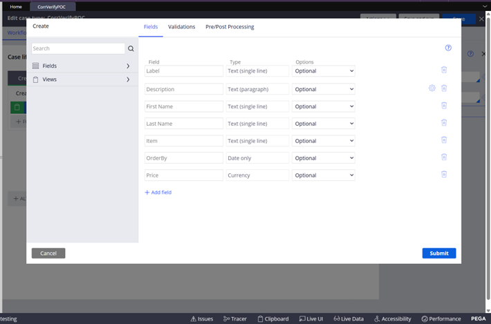 This image shows the different fields in the create stage