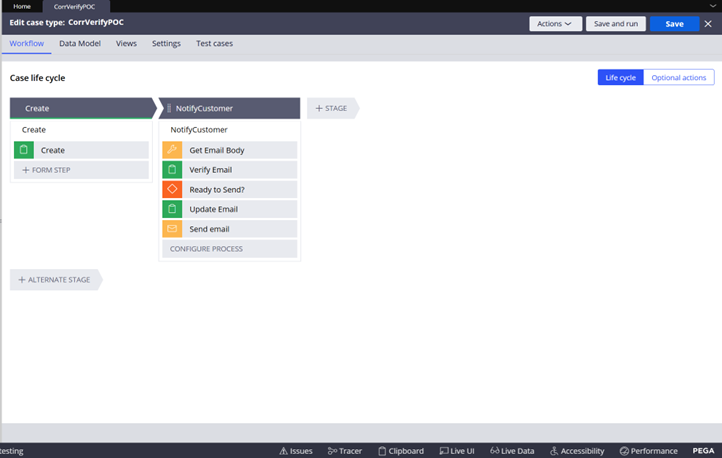 This image shows the different steps in the create stage