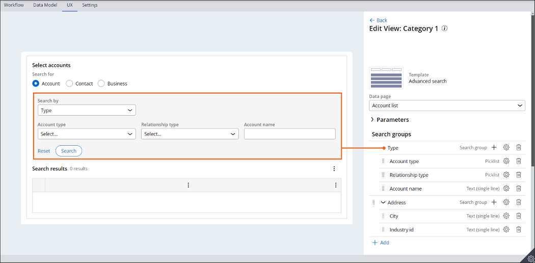 Figure – 2 Search criteria in search groups