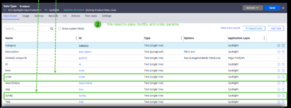 SortBy and order parameters