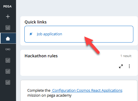 Quick links widget on a landing page to create cases