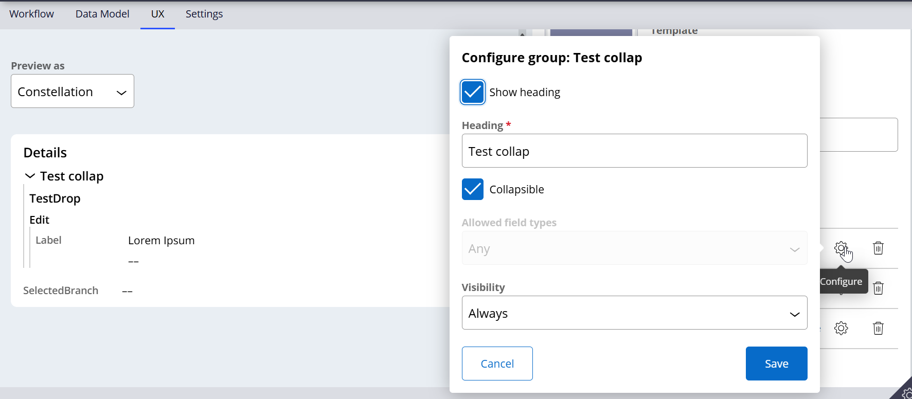 Add field group in RD view