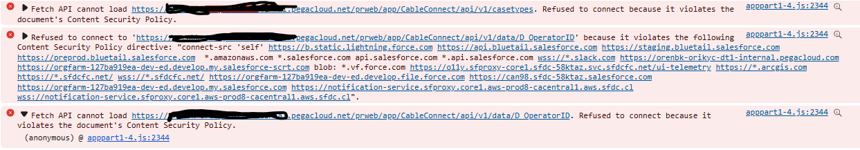Showing violation error in the network tracer