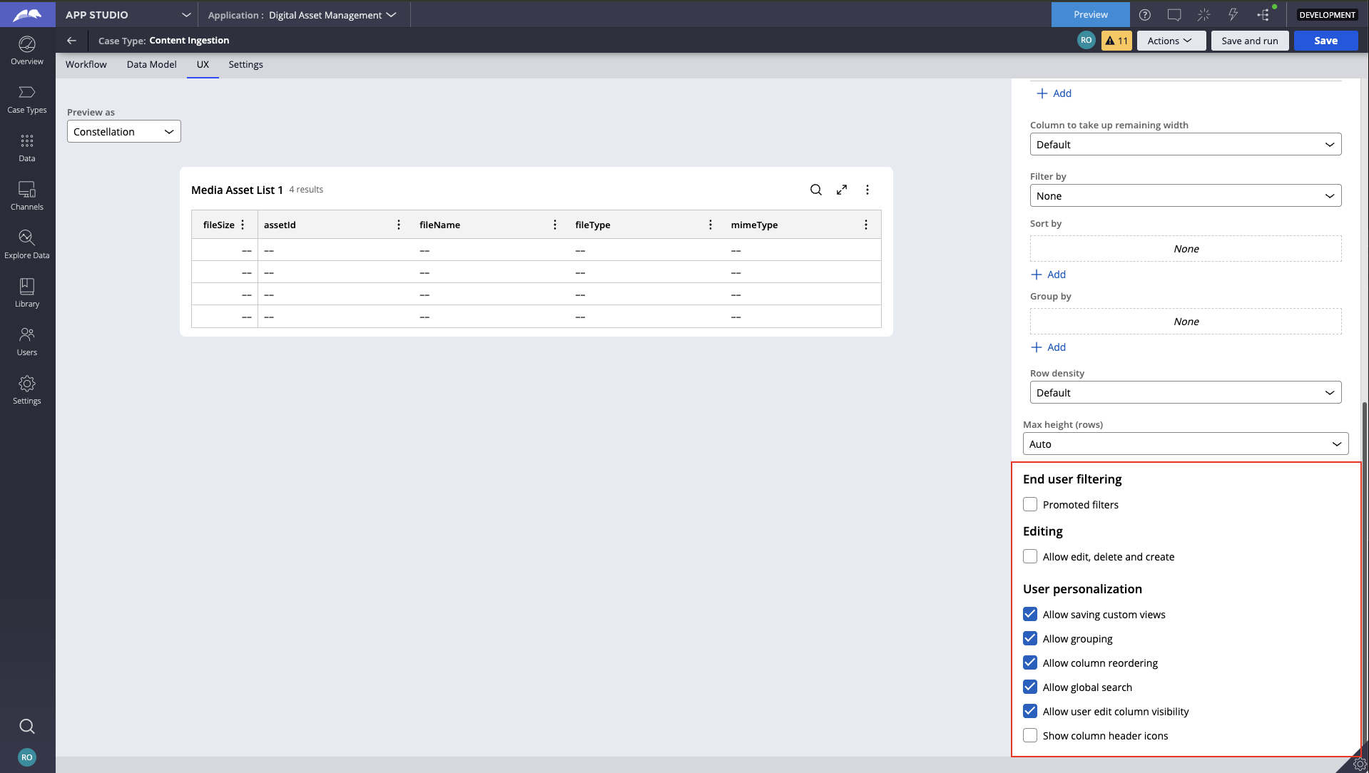 Figure 9: Configure any other configuration for Filtering and Personalization