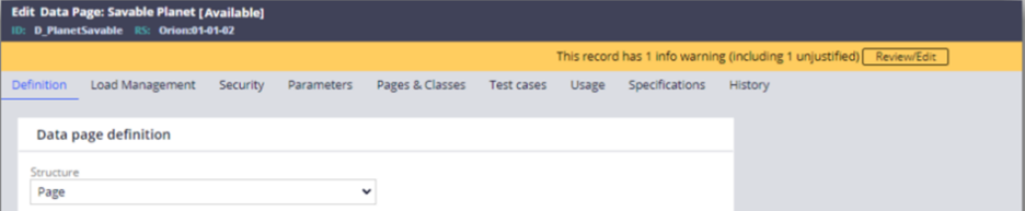 Savable data page configuration