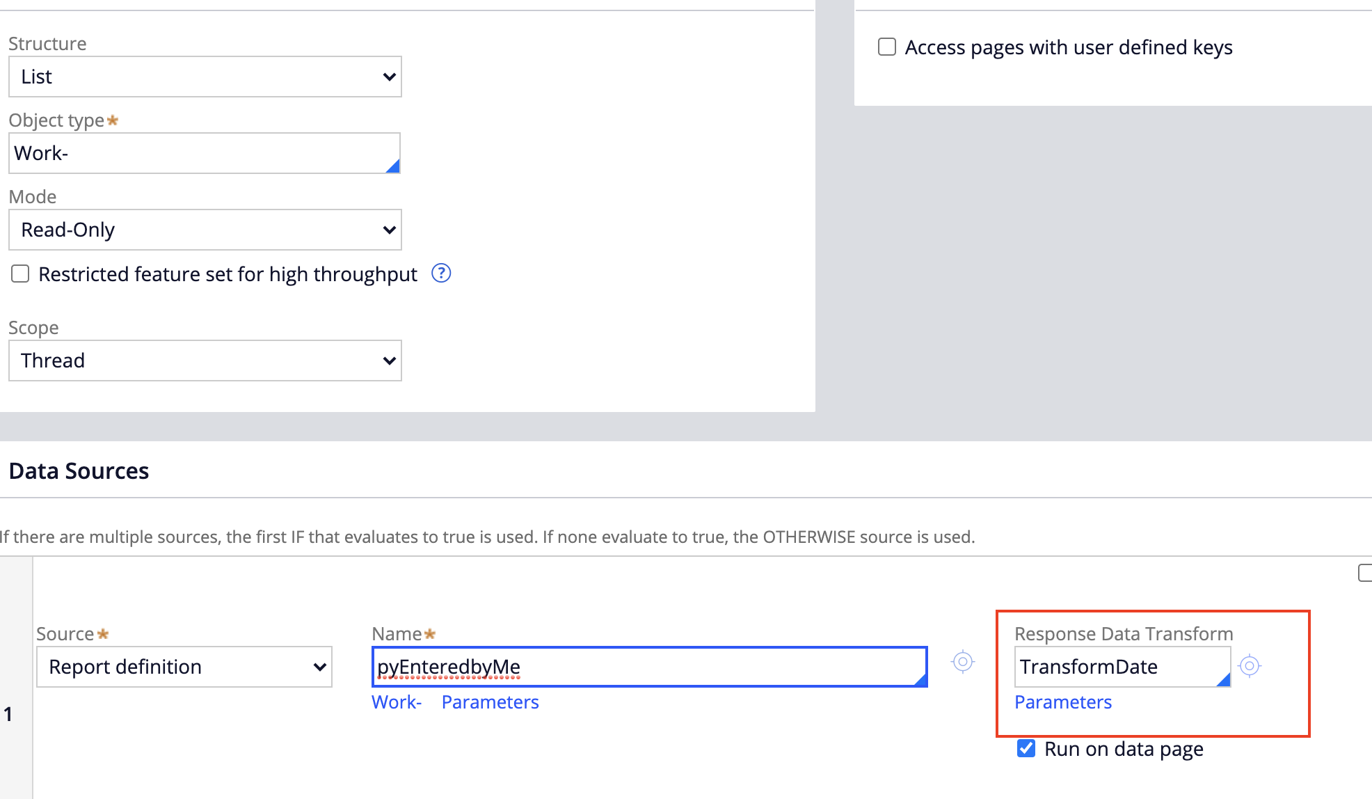 Adding a response DT in the data page