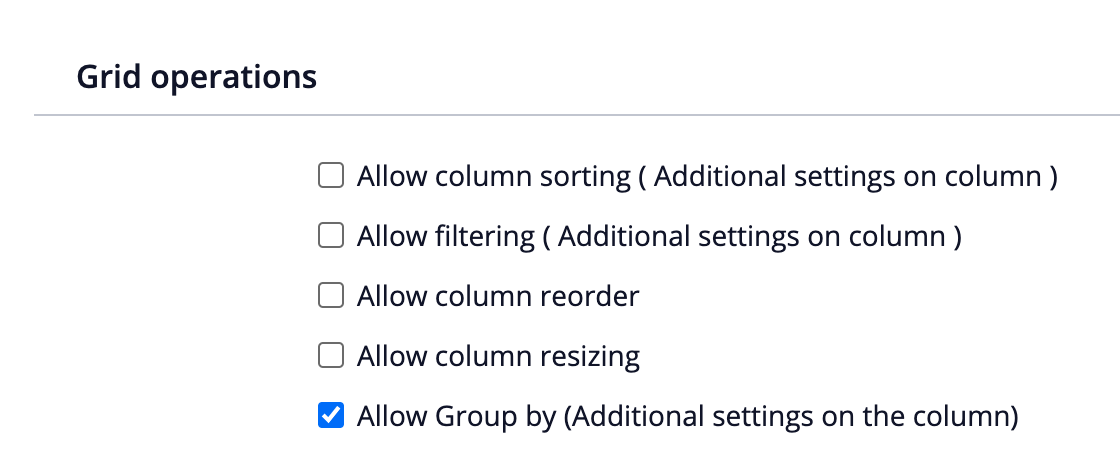 group by on the table presentation tab