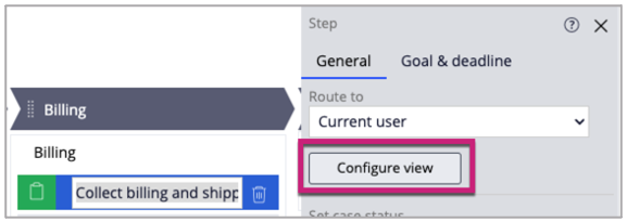 Click the configure view button