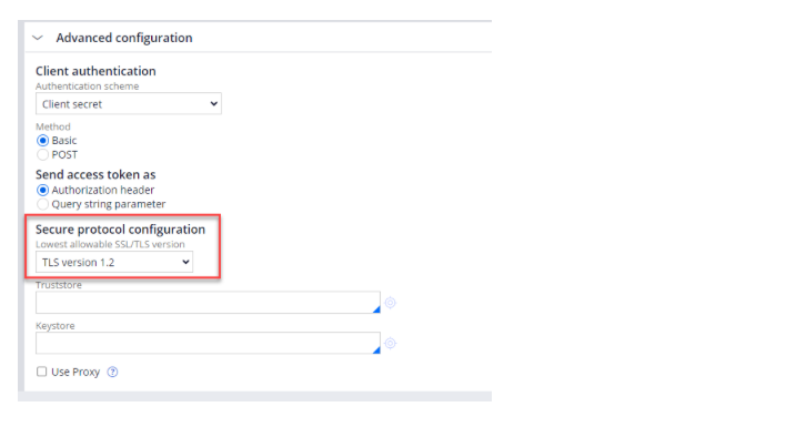 TLS 1.2 setting