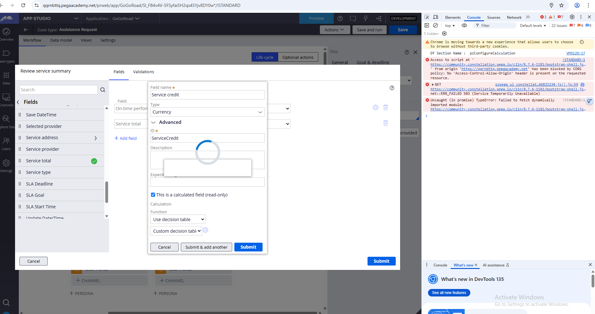 Custom decision table config crashes every time
