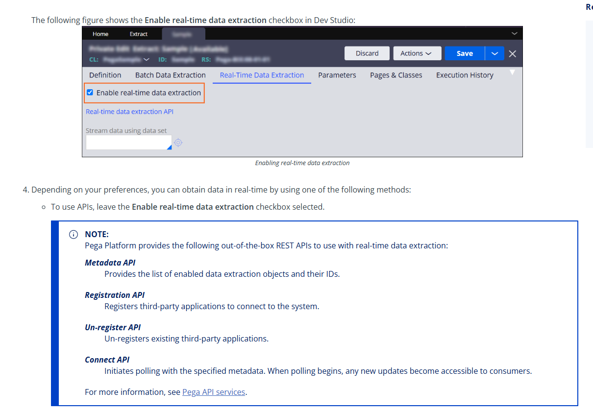 Configuring BIX real-time data extraction