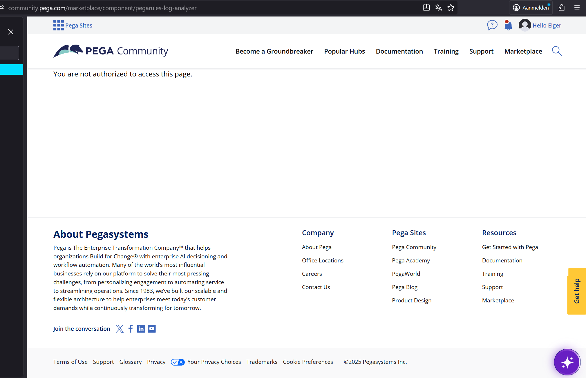 the mentioned webpage which is unauthorized