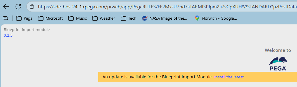 screen shot showing the page which offers to install the update