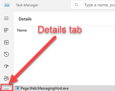 Screenshot of details tab in Task Manager with the MessagingHost process highlighted as well as the Details tab icon