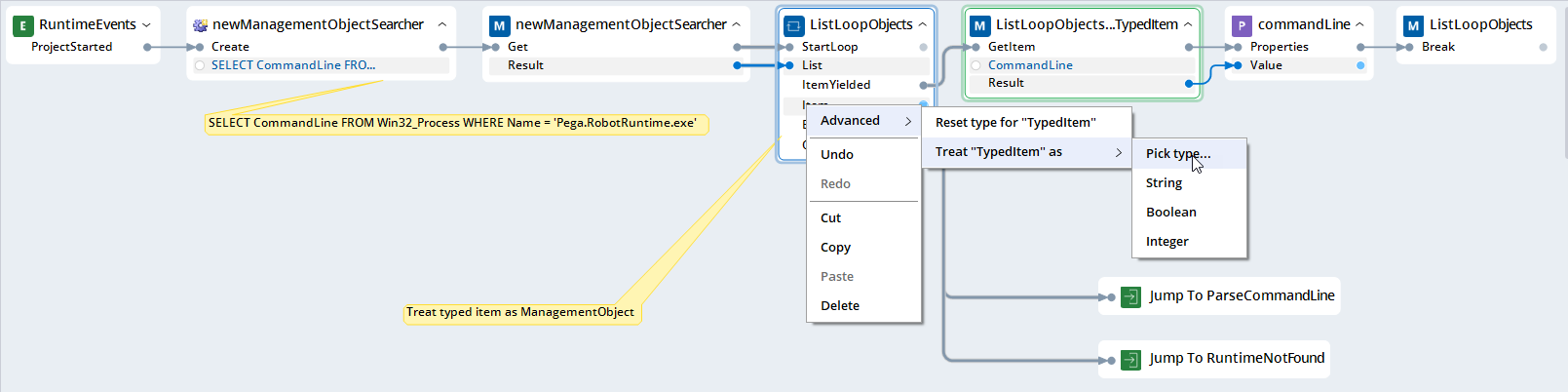 Screenshot of automation