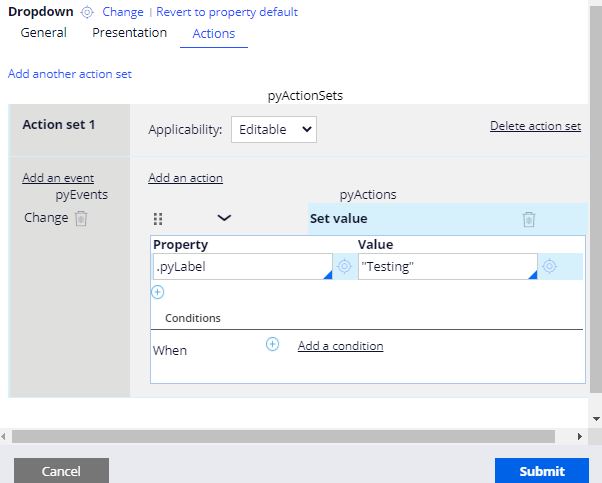 Display:Set Value Action