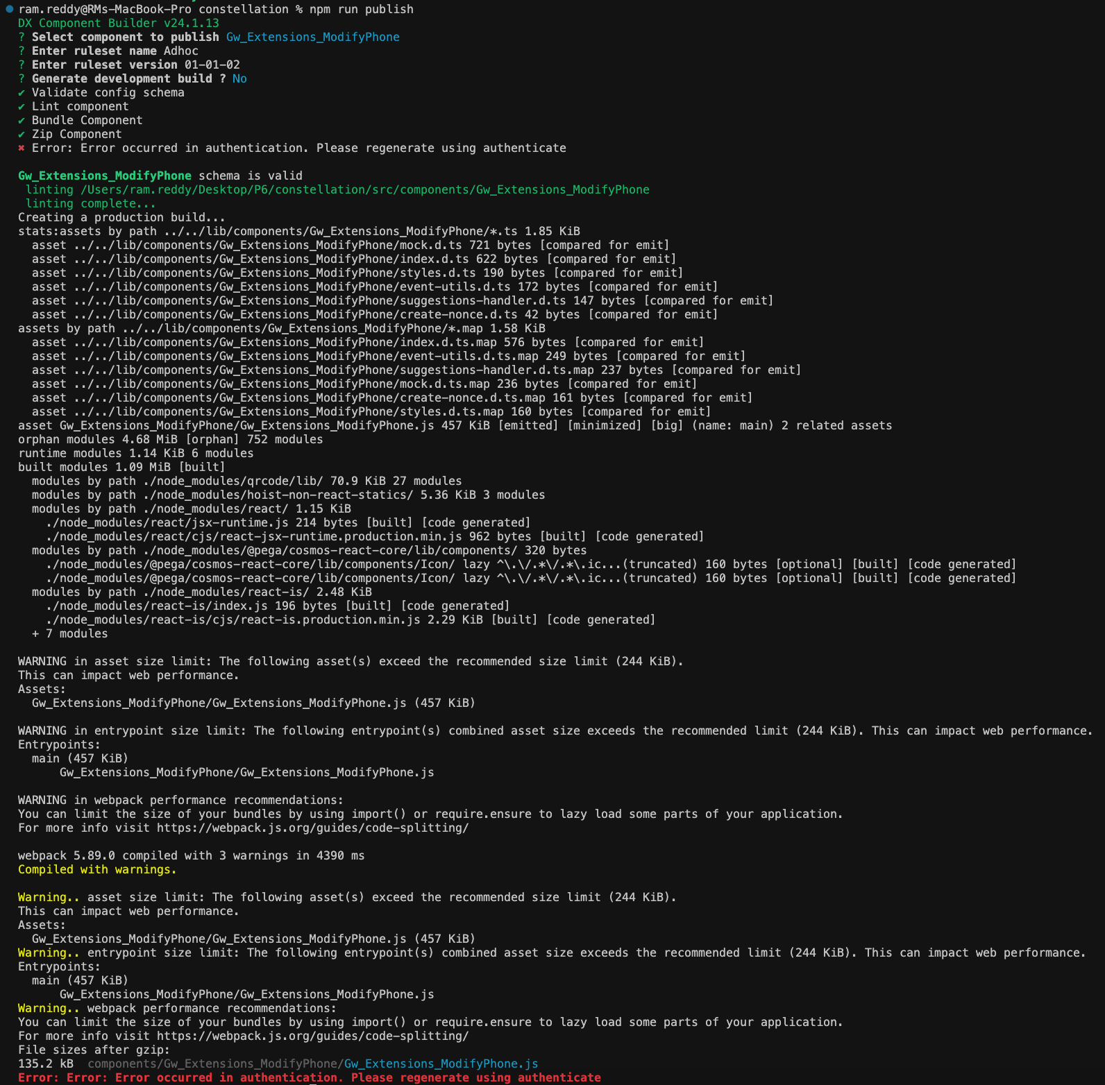 npm run publish - error