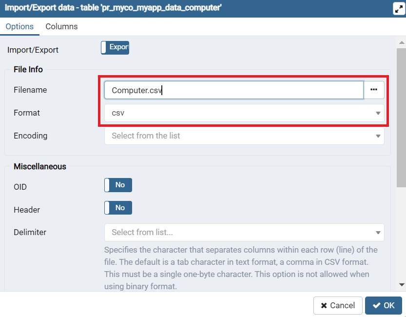 Filename and Format