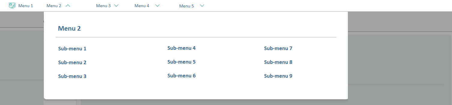 Submenu panel with Title and 3 column grid
