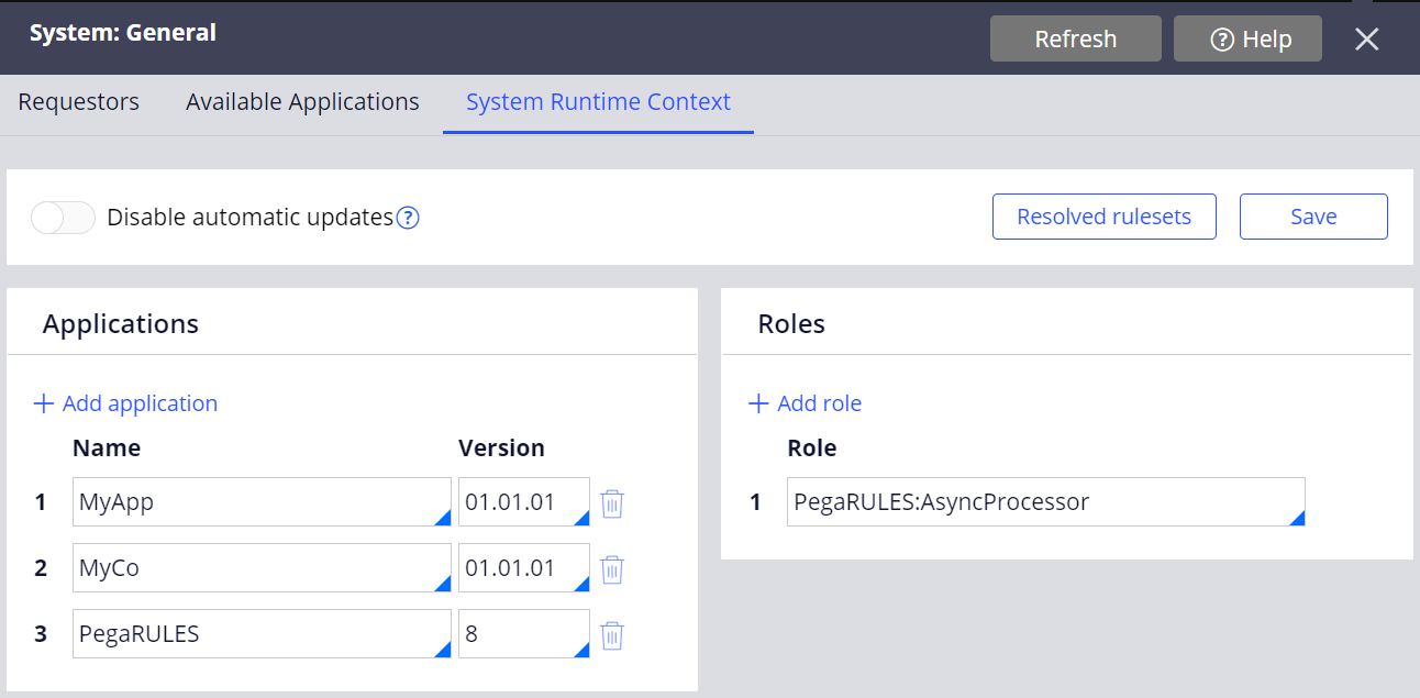 System Runtime Context gadget