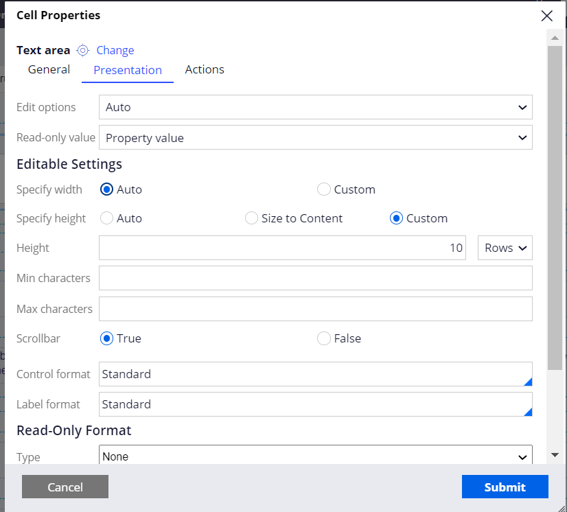 Text Area - Column Size