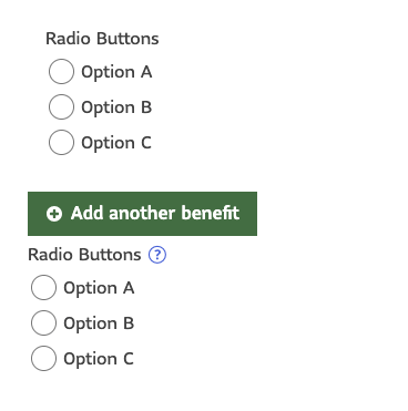 Screenshot of two radio buttons