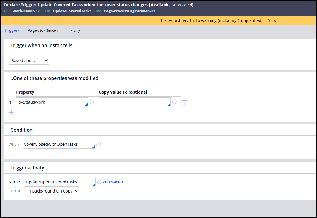 Update Covered Tasks Declare Trigger with pyStatusWork as the only watch property