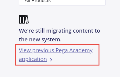 Link to previous Pega Academy application