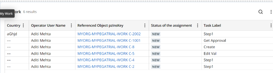 A worklist in Constellation table