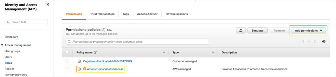 Adding permissions to authenticated users.